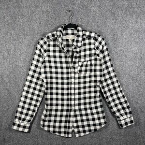 Y2K Stussy Girls Snap Button Long Sleeve Shirt Black White Checkered Size Small
